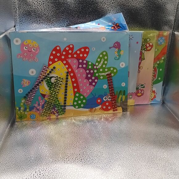 4-Pack Cartoon Diamond Painting Kits | Kids DIY Mosaic Sticker Art Set - Picture 2 of 5